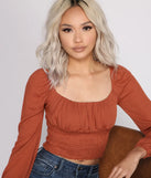 Stylish And Smocked Puff Sleeve Top