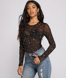 Glam Goals Mesh Rhinestone and Pearl Bodysuit