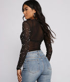 Glam Goals Mesh Rhinestone and Pearl Bodysuit