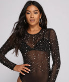Glam Goals Mesh Rhinestone and Pearl Bodysuit
