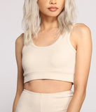 Scoop Neck Ribbed Knit Crop Top