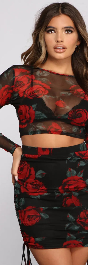 Sweet Rose Mesh Crop Top