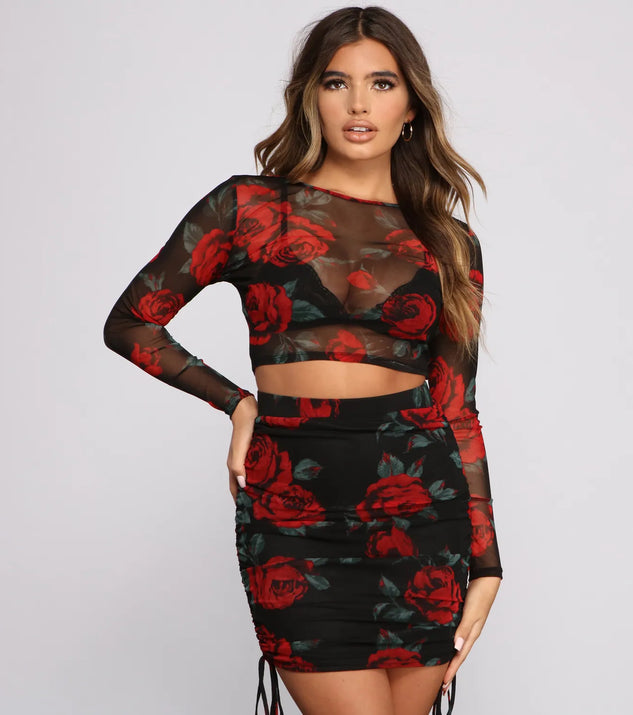 Sweet Rose Mesh Crop Top