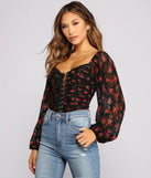 Floral Passion Lace-Up Bodysuit