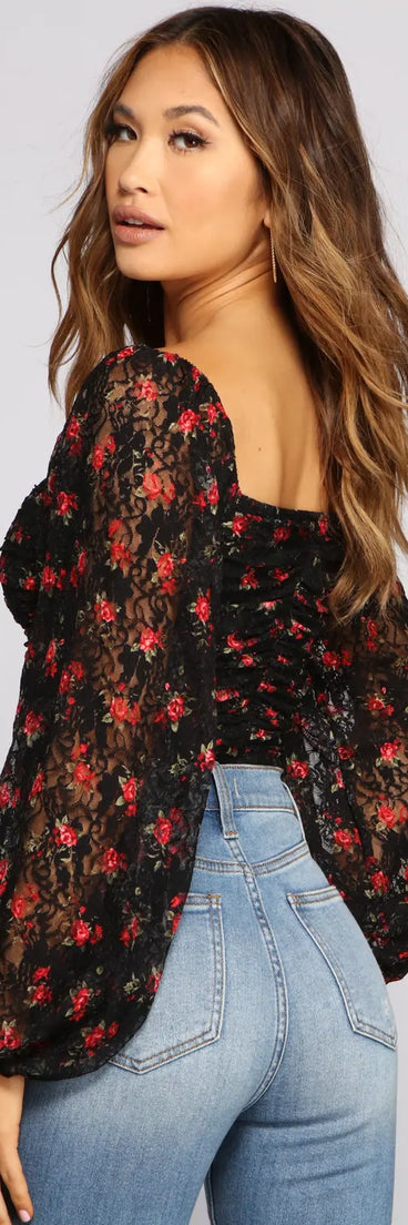 Floral Passion Lace-Up Bodysuit
