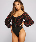 Floral Passion Lace-Up Bodysuit