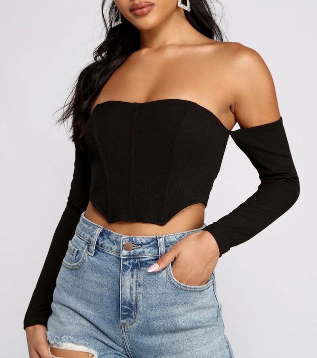 Off The Shoulder Ribbed Knit Crop Top