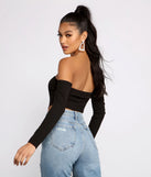 Off The Shoulder Ribbed Knit Crop Top
