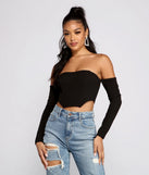 Off The Shoulder Ribbed Knit Crop Top