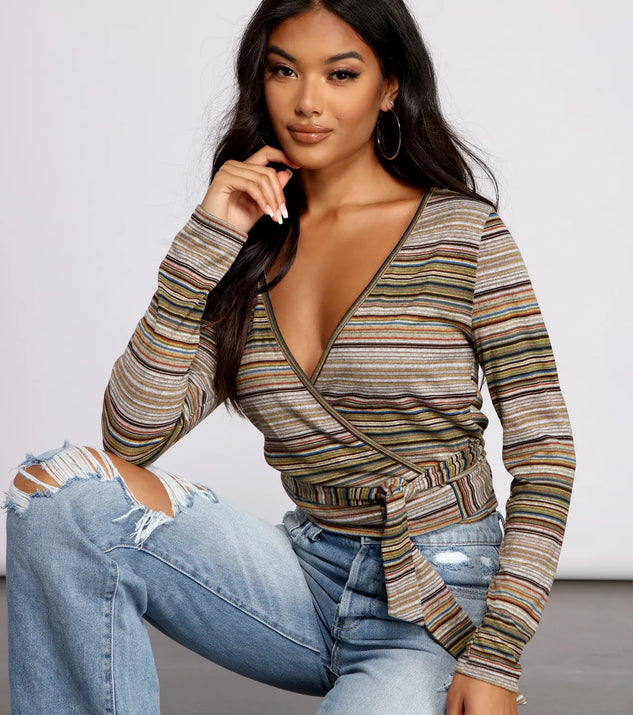 Wrapped In Stripes Brushed Knit Top