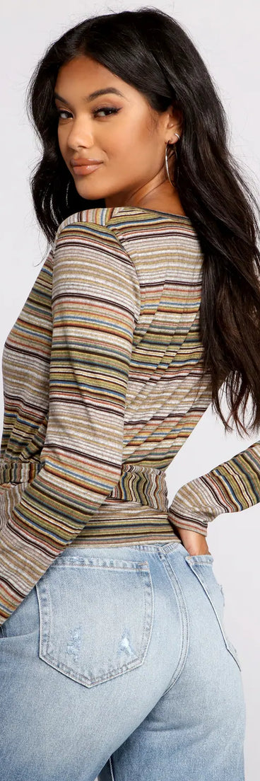 Wrapped In Stripes Brushed Knit Top