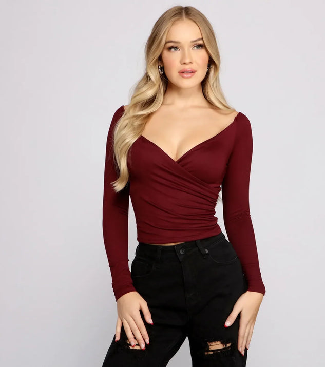 Keeping Knit Basic Surplice Wrap Top