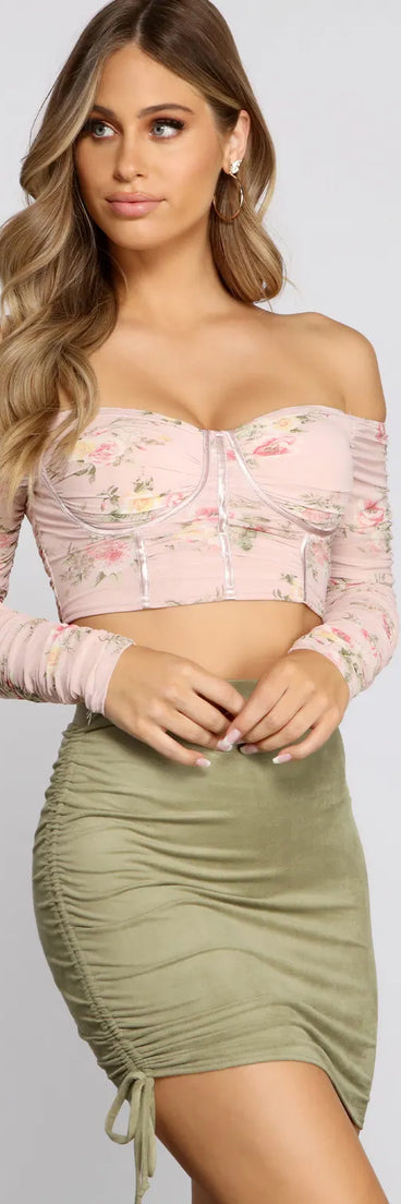 Passion For Floral Ruched Crop Top