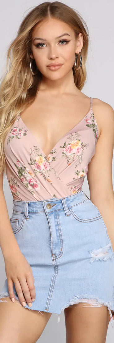 Fab Floral Surplice Bodysuit