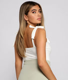 Ribbed Tie Strap Bodysuit