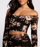 Floral Frenzy Ruched Cropped Bustier