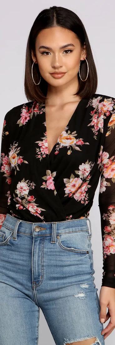 Flirty Floral Mesh Bodysuit