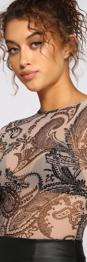 Pretty In Paisley Mesh Crop Top