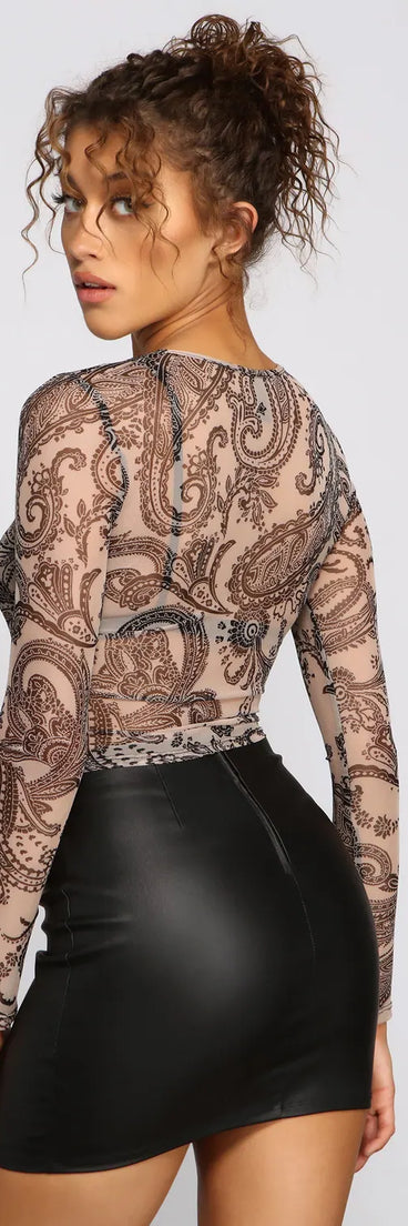 Pretty In Paisley Mesh Crop Top