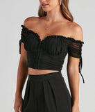 From bold to effortless, the Hooked In Ruched Crop Top lets you define your vibe with black tops that speak your style.
