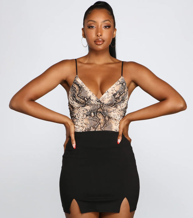 Sultry And Sassy Snake Print Bodysuit