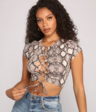 Glam Lace-Up Snake Print Top