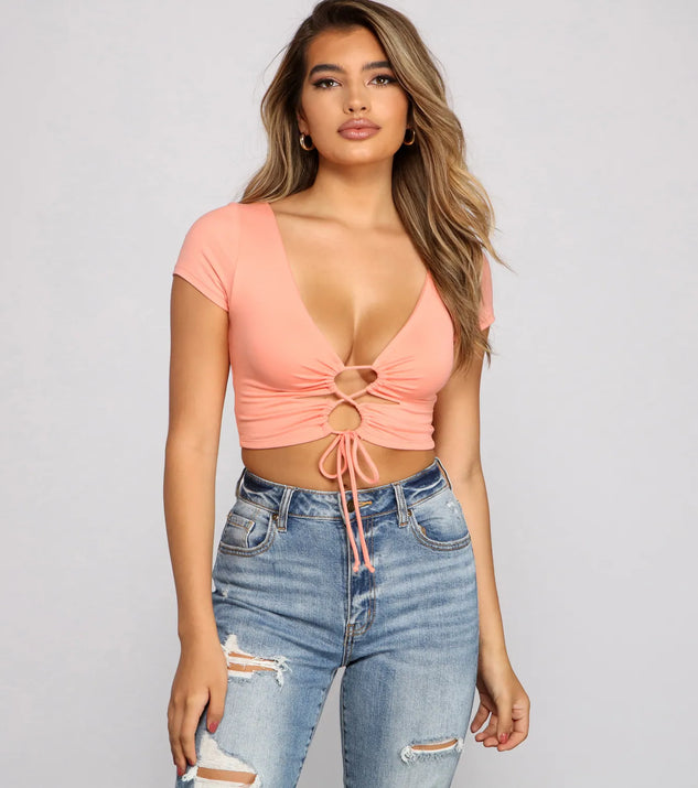 ★CRANK★COLOR V-NECK CROP TOP_YL★正規品/韓国直送料込 Bulk-Wholesale-High-Quality-
