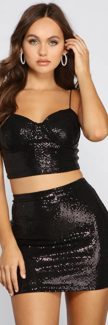 Sassy Sequins Cropped Bustier