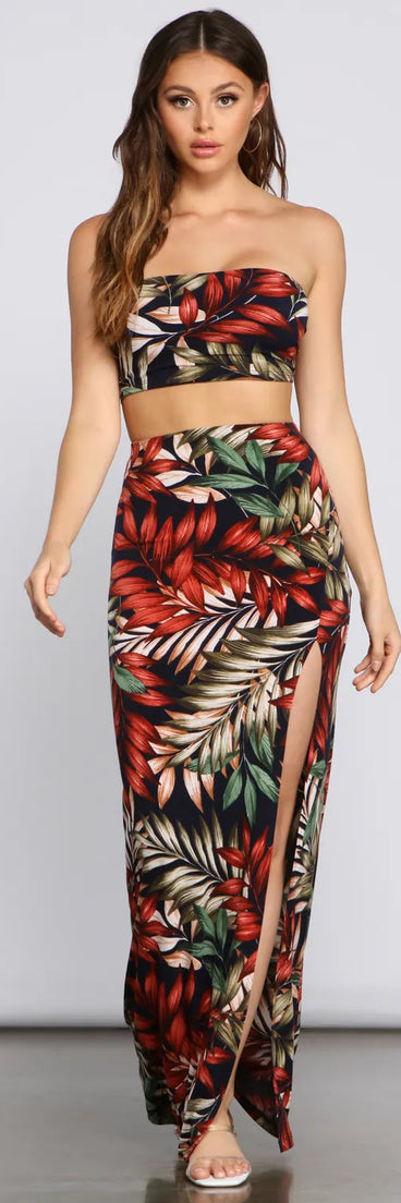 Tropical Palm Leaf Tube Top