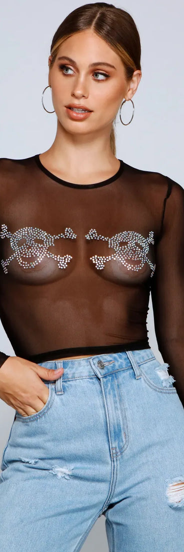 Night Of The Spirited Skulls Mesh Top