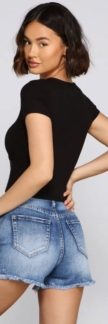 Chic Cuts Asymmetrical Ribbed Knit Top