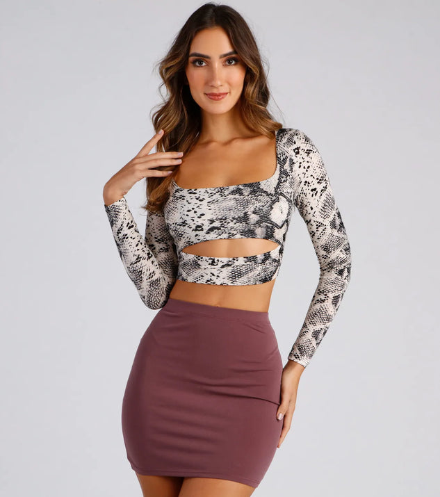 Sassy Statement Snake Print Crop Top