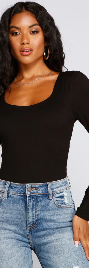 Falling For Basics Open Back Bodysuit