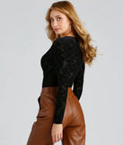 Lookin' Luxe Flocked Velvet Bodysuit