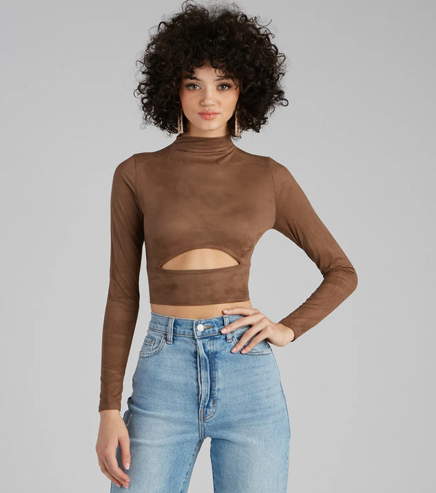 Stylish Folk Faux Suede Cutout Top