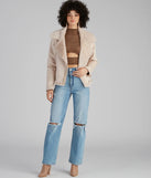 Stylish Folk Faux Suede Cutout Top