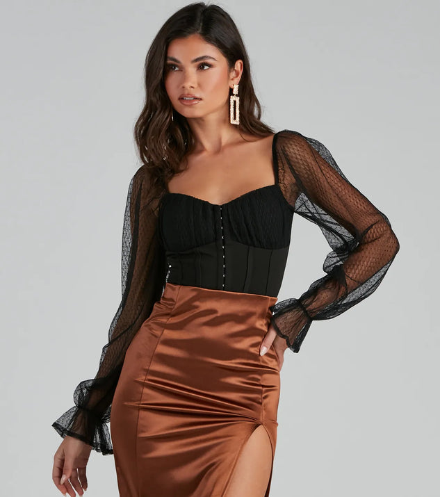 Currently Coveting Mesh Dot Ponte Bustier