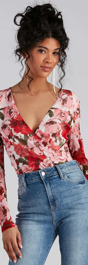 Must Be Love Mesh Floral Bodysuit