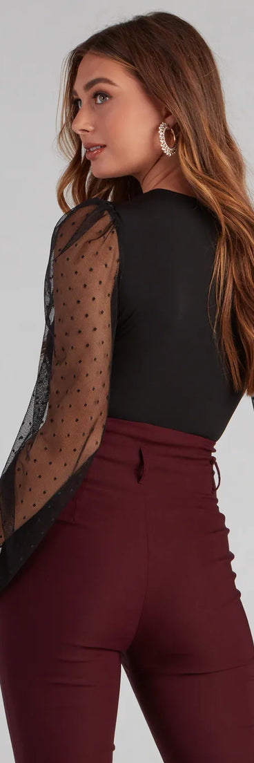 Simplicity is Bliss Swiss Dot Sleeve Bodysuit