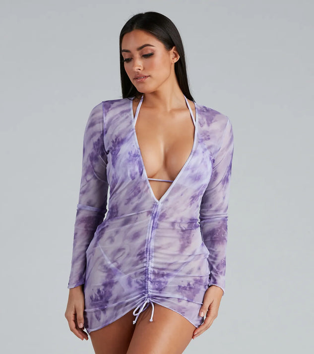 On Cloud Nine Mesh Ruched Cover-Up