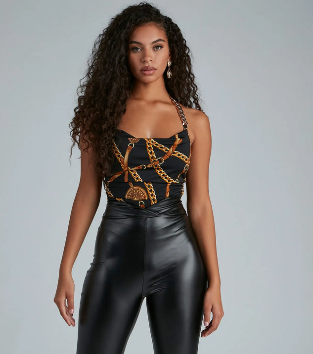 Bold Beauty Chain Halter Bodysuit