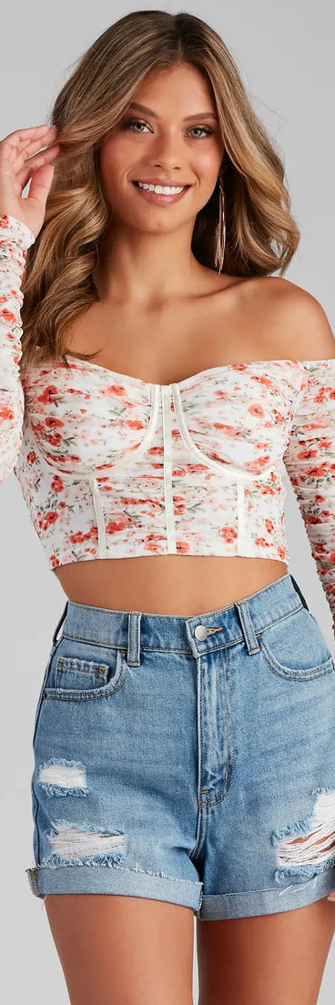 Sweet Moments Ruched Floral Bustier