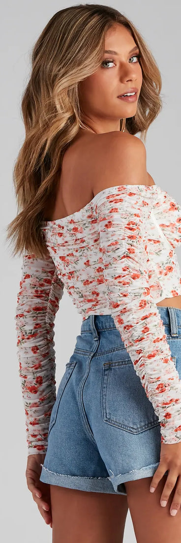 Sweet Moments Ruched Floral Bustier