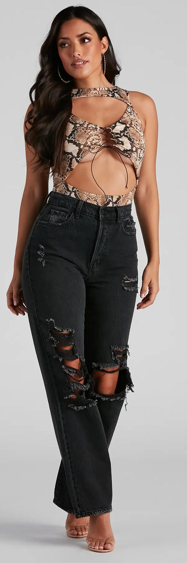 Bold Diva Cutout Snake Bodysuit