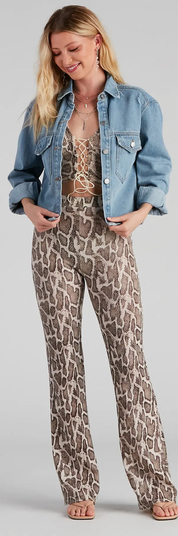 So Sassy Snake Print Cropped Tank