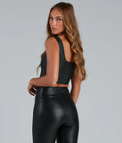 Cute Corset Faux Leather Crop Top