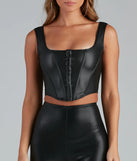 Cute Corset Faux Leather Crop Top