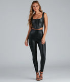 Cute Corset Faux Leather Crop Top
