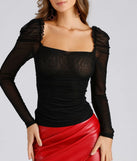Chic Mesh Puff Sleeve Top