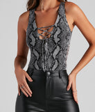 Sizzling Snake Lace-Up Bodysuit